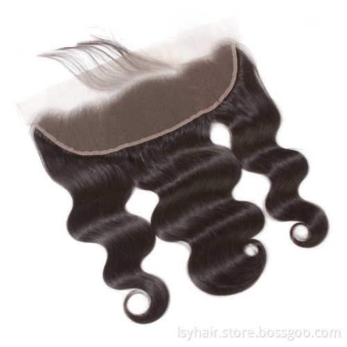Hair Line Transparent Natural 13x4 Ear to Ear Lace Frontal Remy Brazilian Hair WEAVING Body Wave Machine Double Weft